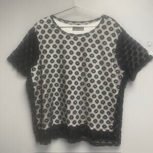 TEMPTATIONS Black Lace With Sheer White Lining Women's Top - Size 3X - USA